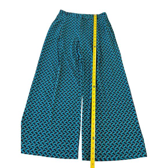 Diane Von Fursternburg Wide Leg Geometric Pants Size 8 Artsy Casual 100% Silk - Picture 6 of 16